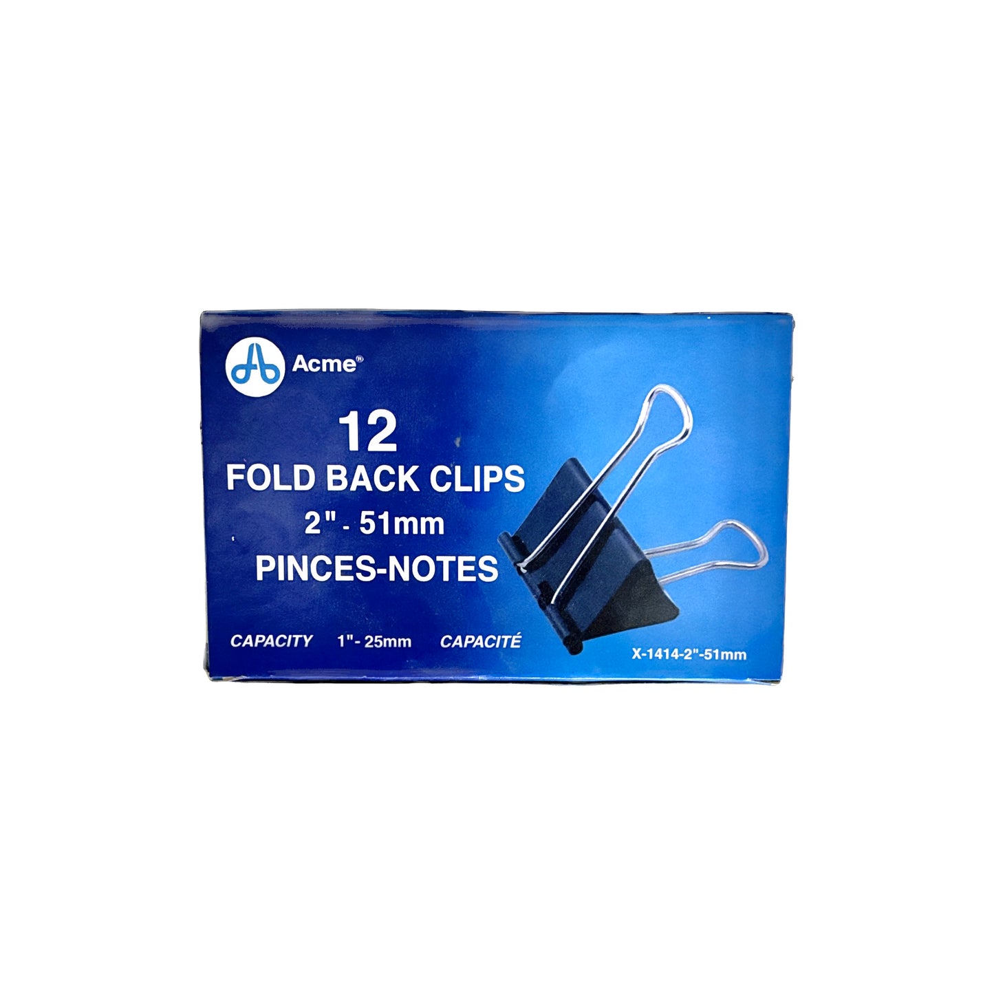 Acme Large Fold Back Binder Clips | 2" (51 mm) | Box of 12 | Heavy-Duty Paper Clamps | Buy 3+ & Save 25%