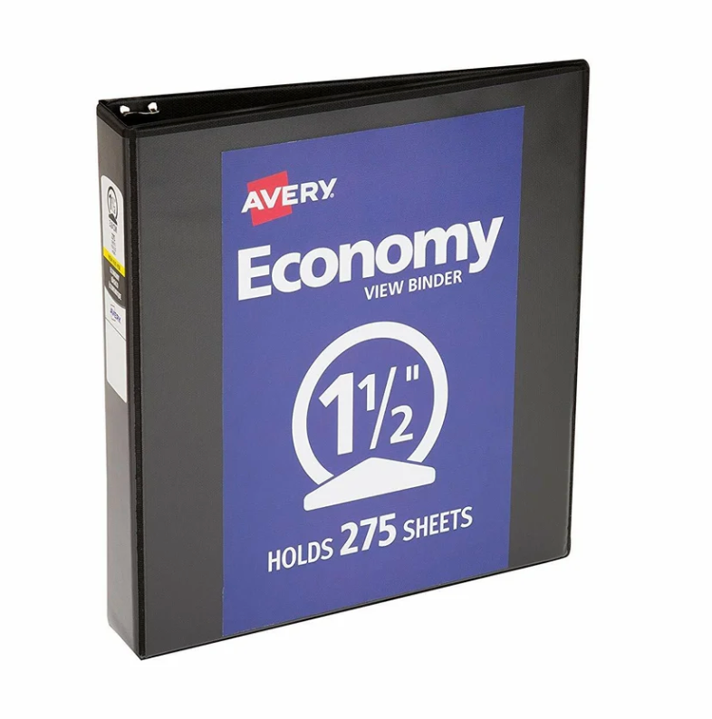 Carpeta Avery Economy View de 1.5" | Capacidad para 375 Hojas | Tamaño Carta | Binder de 3 Anillos | Varios Colores