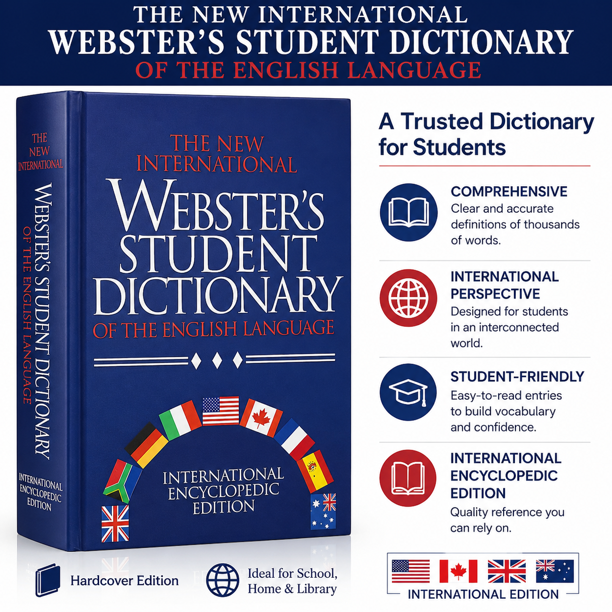 SALE | Webster's Student Dictionary of the English Language | Tapa Dura | International Encyclopedic Edition | NOS Vintage