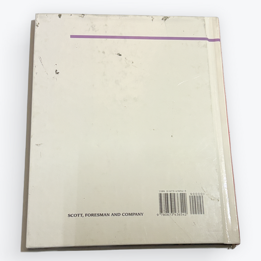 The back cover of a vintage hardcover book, showing a cream-colored cover with a thin purple horizontal line near the top and a barcode with the text 'SCOTTE, FORESMAN AND COMPANY' at the bottom.