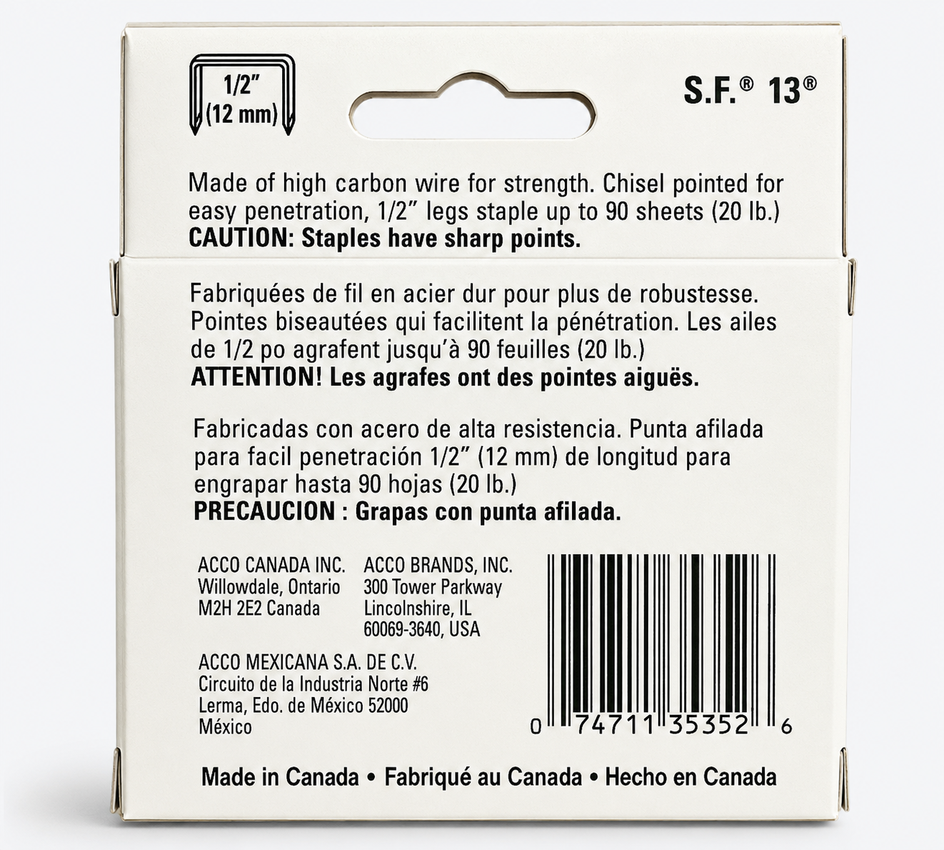 Swingline S.F.® 13 Heavy Duty Staples 1/2" (12mm) | 5,000 Count | For High Capacity Staplers