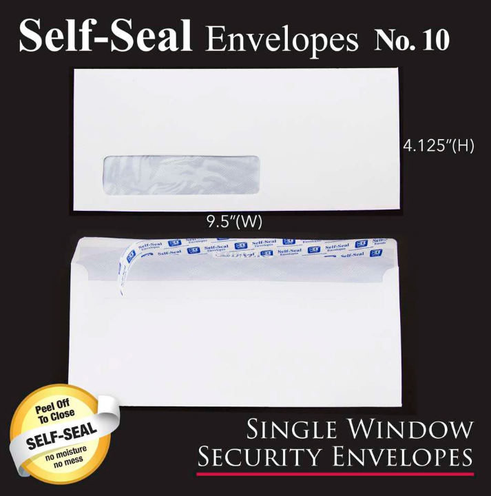 Bazic #10 Single Window Security Envelopes | Self-Seal | Privacy Tint | 500 Count