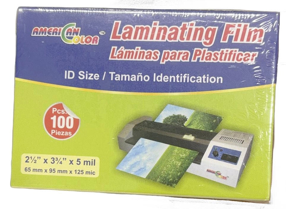American Color Laminating Pouches | ID Size 2½" × 3¾" | 5 Mil | 100 Pack | 65 × 95 mm