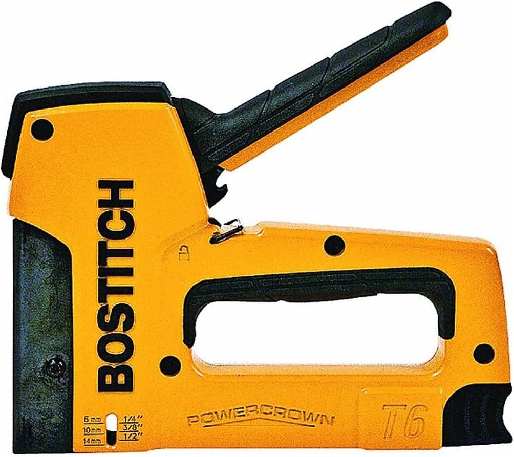 BOSTITCH T6-8 Heavy Duty PowerCrown Tacker – Manual Staple Gun – 1/4" to 9/16"