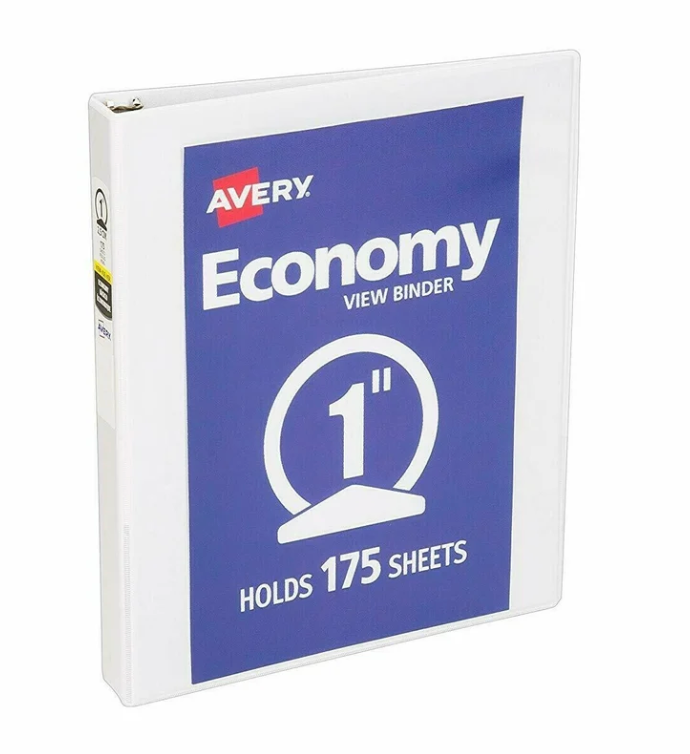 Carpeta Avery Economy View de 1 Pulgada | Binder de 3 Anillos | Tamaño Carta | Alta Capacidad | Ideal para Escuela y Oficina