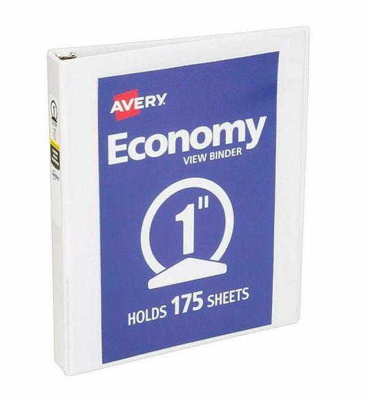Carpeta Avery Economy View de 1 Pulgada | Binder de 3 Anillos | Tamaño Carta | Alta Capacidad | Ideal para Escuela y Oficina
