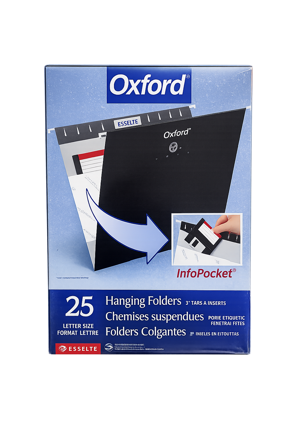 Oxford Letter Hanging File Folders Box of 25 | InfoPocket | Multiple Colors