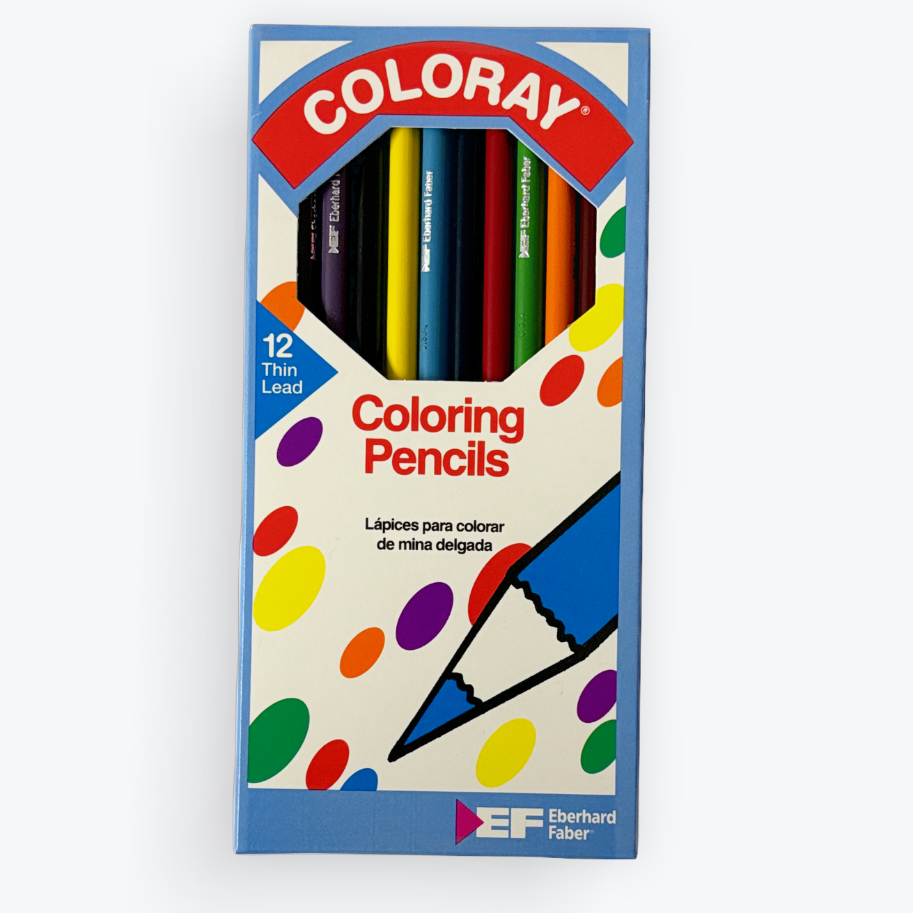 A boxed set of Coloray coloring pencils by Faber-Castell, shown in its retail packaging against a light gray background.