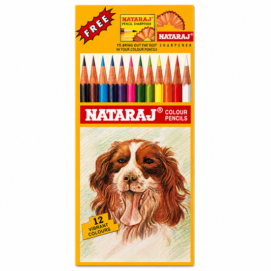 Nataraj® Colour Pencils | 12 Vibrant Colors | FREE Sharpener Included | Wooden Colored Pencils for School, Drawing & Art
