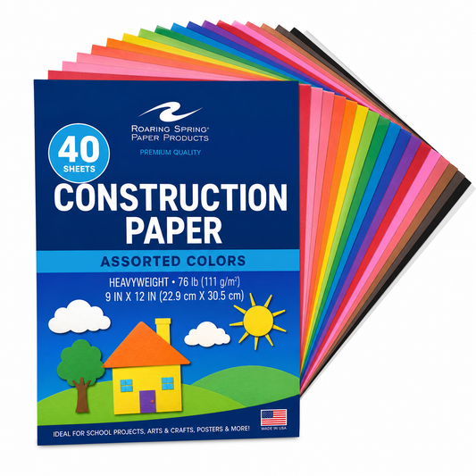 Roaring Spring Construction Paper | 9" x 12" | Assorted Colors | 40 Sheets