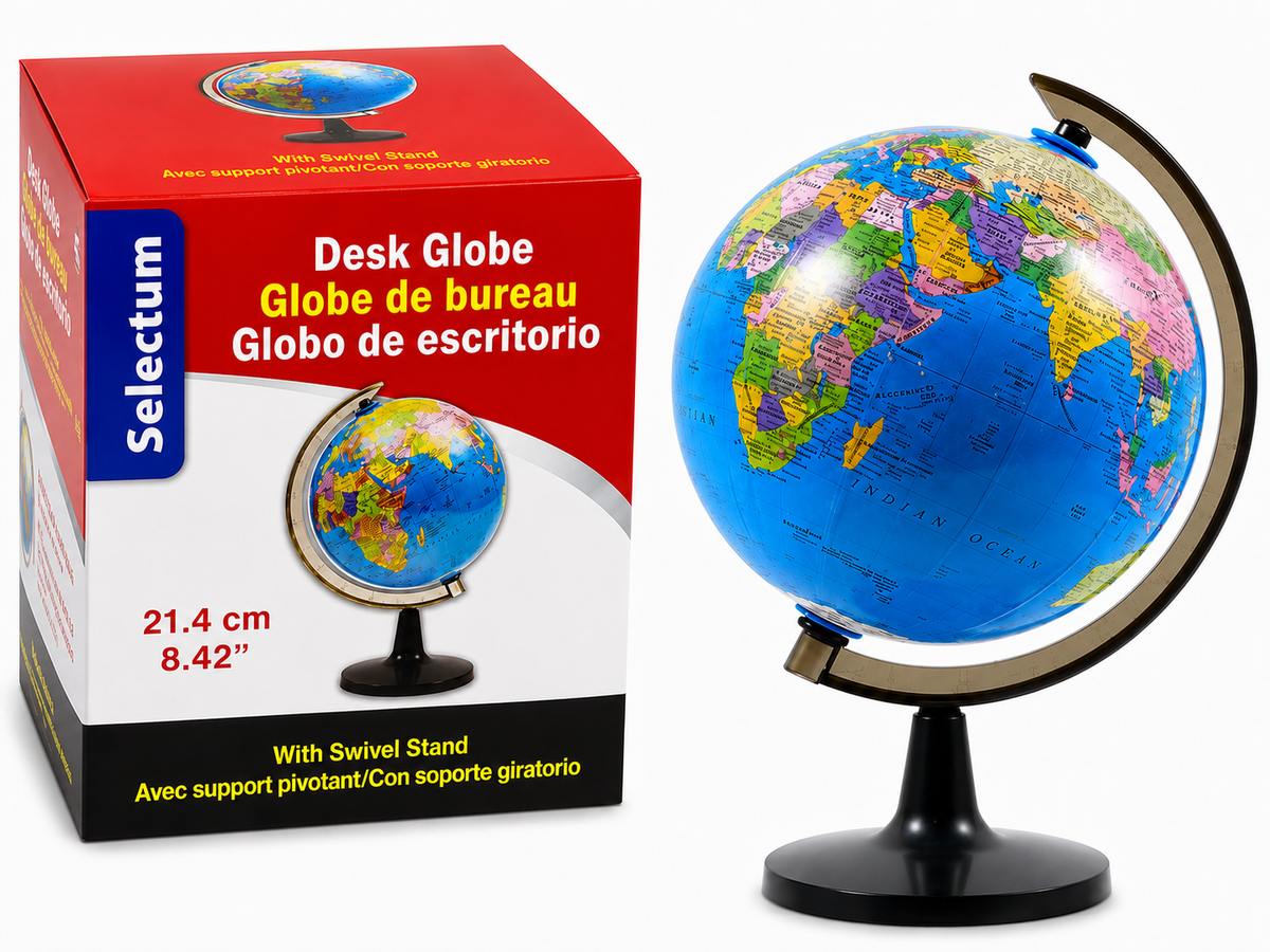 Globo Terráqueo de Escritorio Selectum | Globo Giratorio con Soporte | Globo Educativo para Escuela, Oficina y Hogar