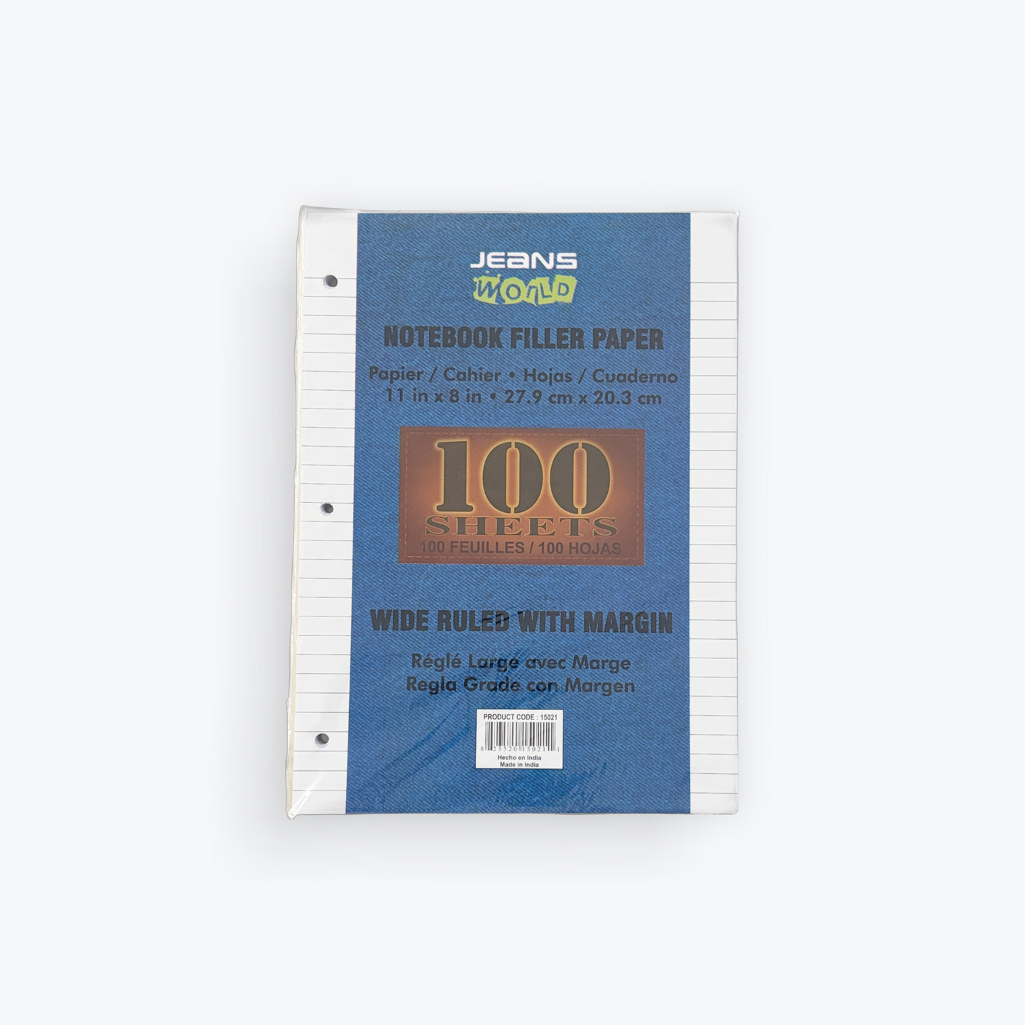 Notebook Filler Paper | 100 Sheets | Wide Ruled with Margin | White | 3-Hole Punched | Assorted Brands