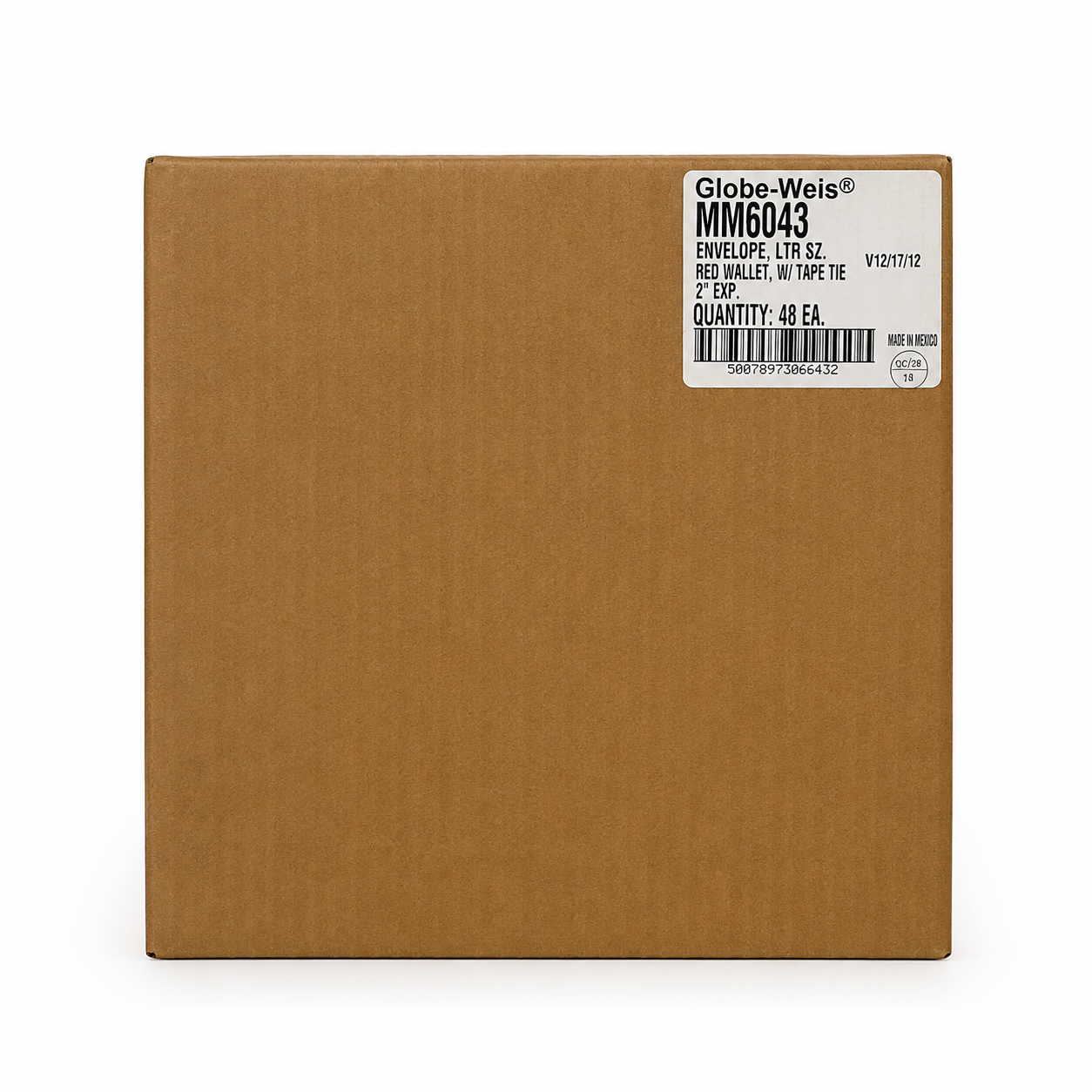 Globe-Weis MM6043 Red Wallet Envelope | Letter Size | 2" Expansion | Cloth Tape Tie Closure | Heavy-Duty File Envelope