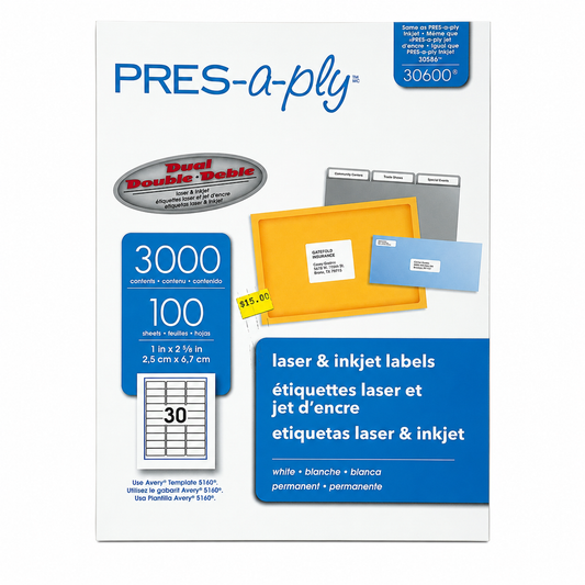 PRES-a-ply® 30600 White Permanent Address Labels
