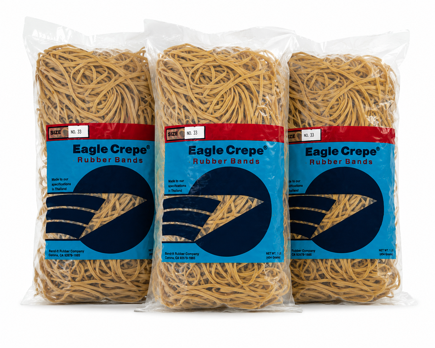 Eagle Crepe® Rubber Bands | Size No. 33 | Tan | 1 lb Bag | Heavy-Duty Natural Rubber Bands