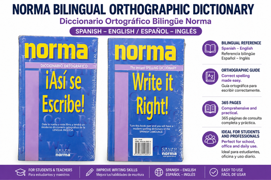 Norma Diccionario Ortográfico Bilingüe Español–Inglés / Inglés–Español | ¡Así se Escribe! & Write It Right! | 365 Páginas