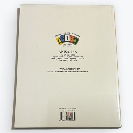 The back cover of a glossy book or booklet on a plain white background, featuring the ANISA, Inc. logo and contact details.