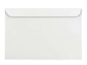 A plain white envelope with a closed flap, centered on a white background.
