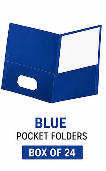 Blue Two-Pocket Folders | Letter Size | Box of 24 | School, Office & Presentation File Folders