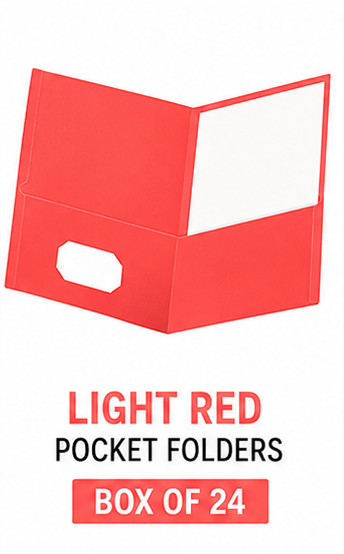 Light Red Two-Pocket Folders | Letter Size | Box of 24 | School, Office and; Presentation File Folders