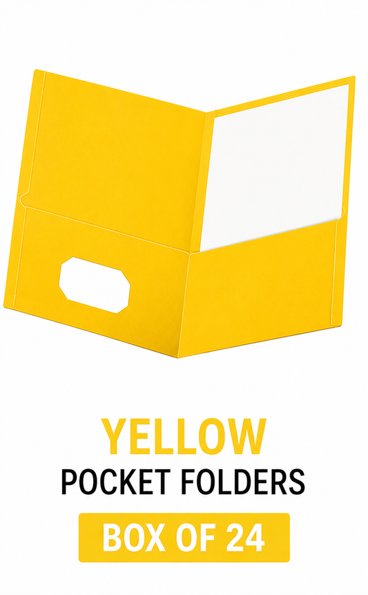 Yellow Two-Pocket Folders | Letter Size | Box of 24 | School, Office and; Presentation File Folders