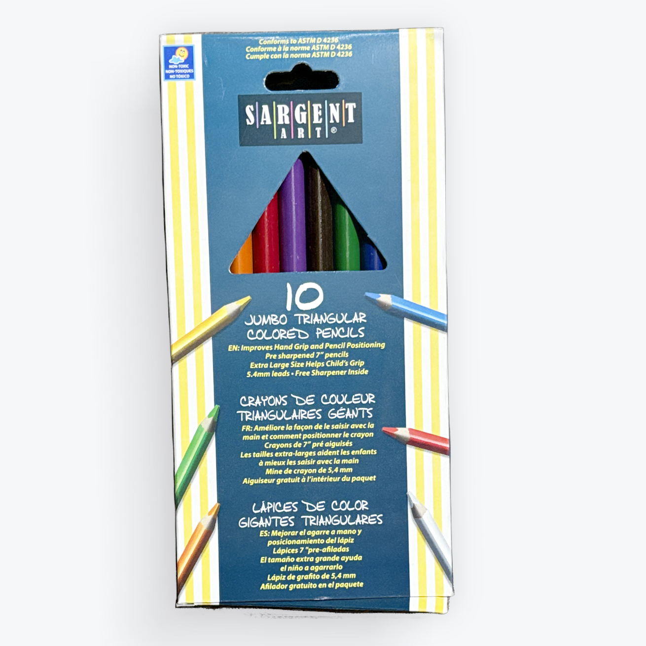 Sargent Jumbo Colored Pencils 10-pack in its original blue and yellow retail packaging, shown on a clean white background.