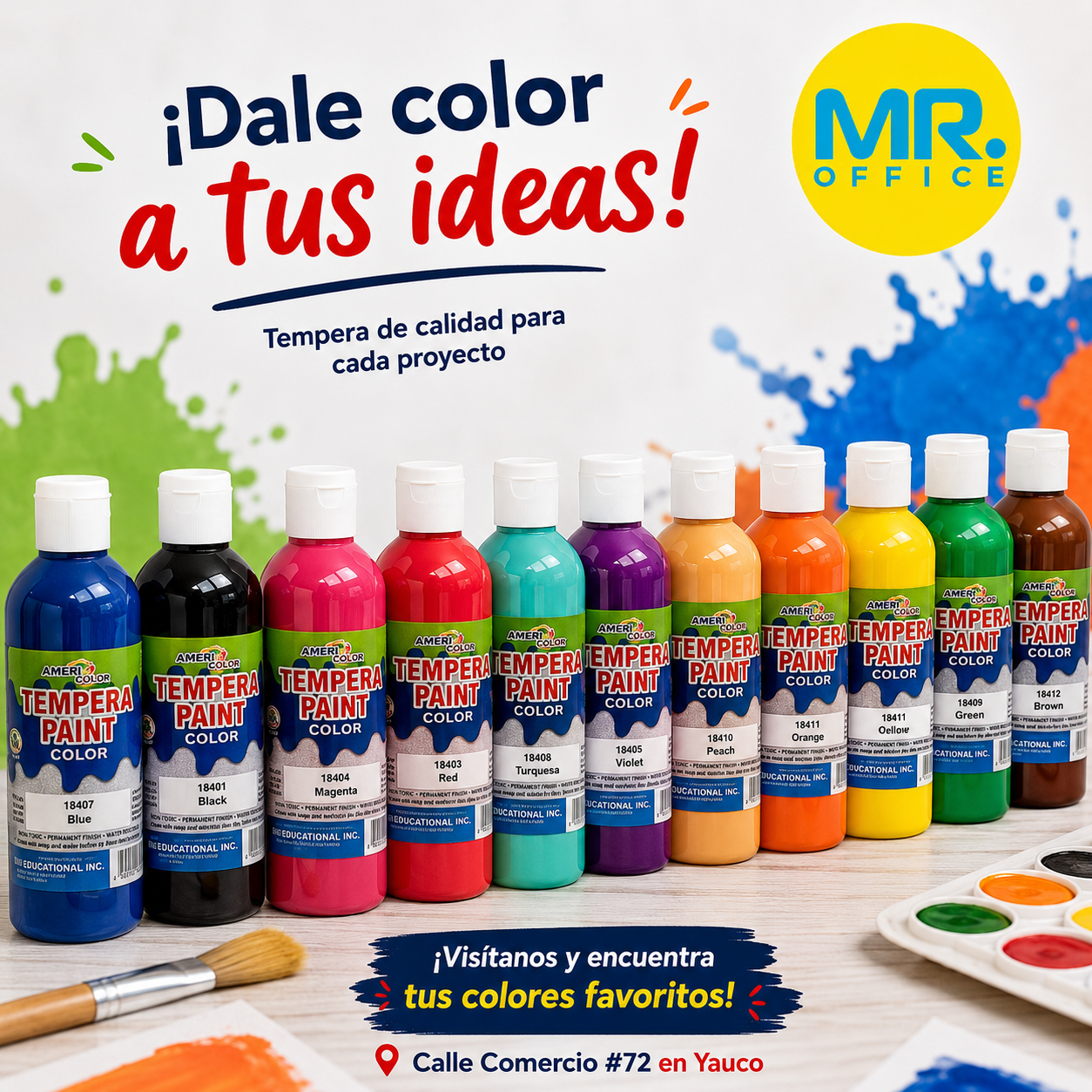 Tempera Paint 8 oz | Washable Paint for School, Arts & Crafts | Vibrant Colors | American Color