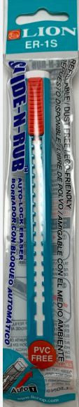 Lion Slide-N-Rub Eraser ER-1S | Automatic Sliding Plastic Eraser | PVC Free